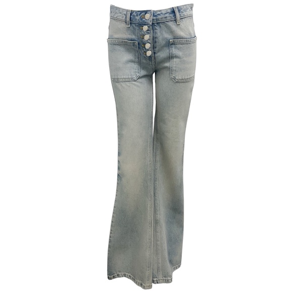 COURREGES LIGHT BLUE WASH FLARED DENIM JEANS - Picture 1 of 6